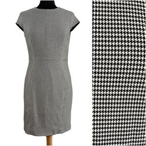 Houndstooth Office Shift Dress Fully Lined Fitted Bodice & Waist